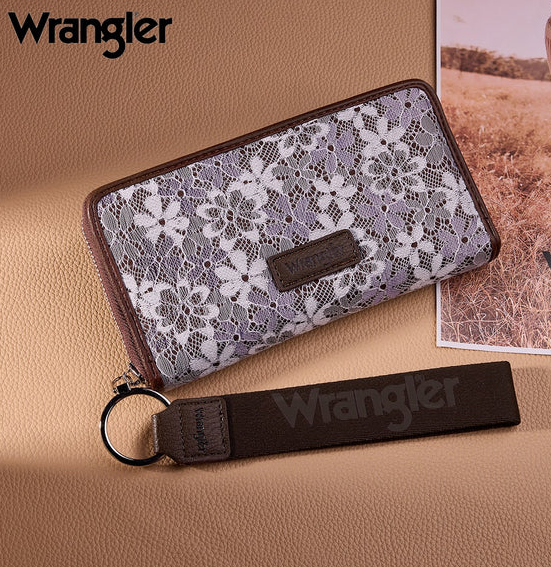 Wrangler Lace Floral RFID Blocking Zip Around Wallet