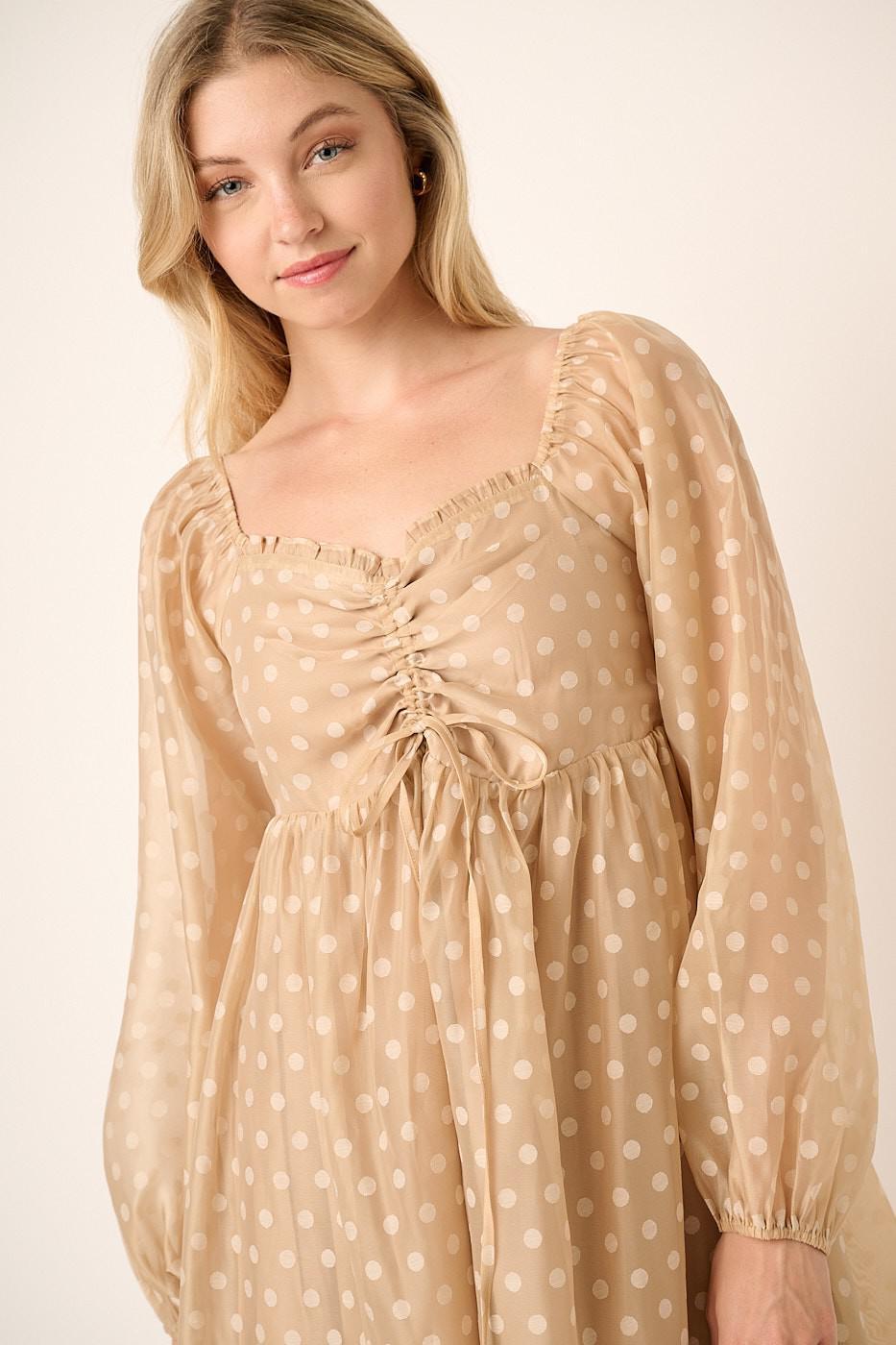 Dot Jacquard Babydoll Mini Dress