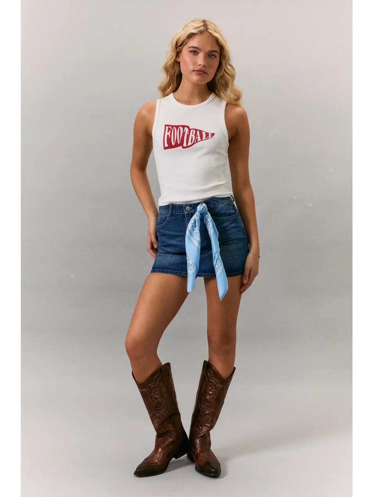 Sleeveless Round Neck Football Printed Tank Top