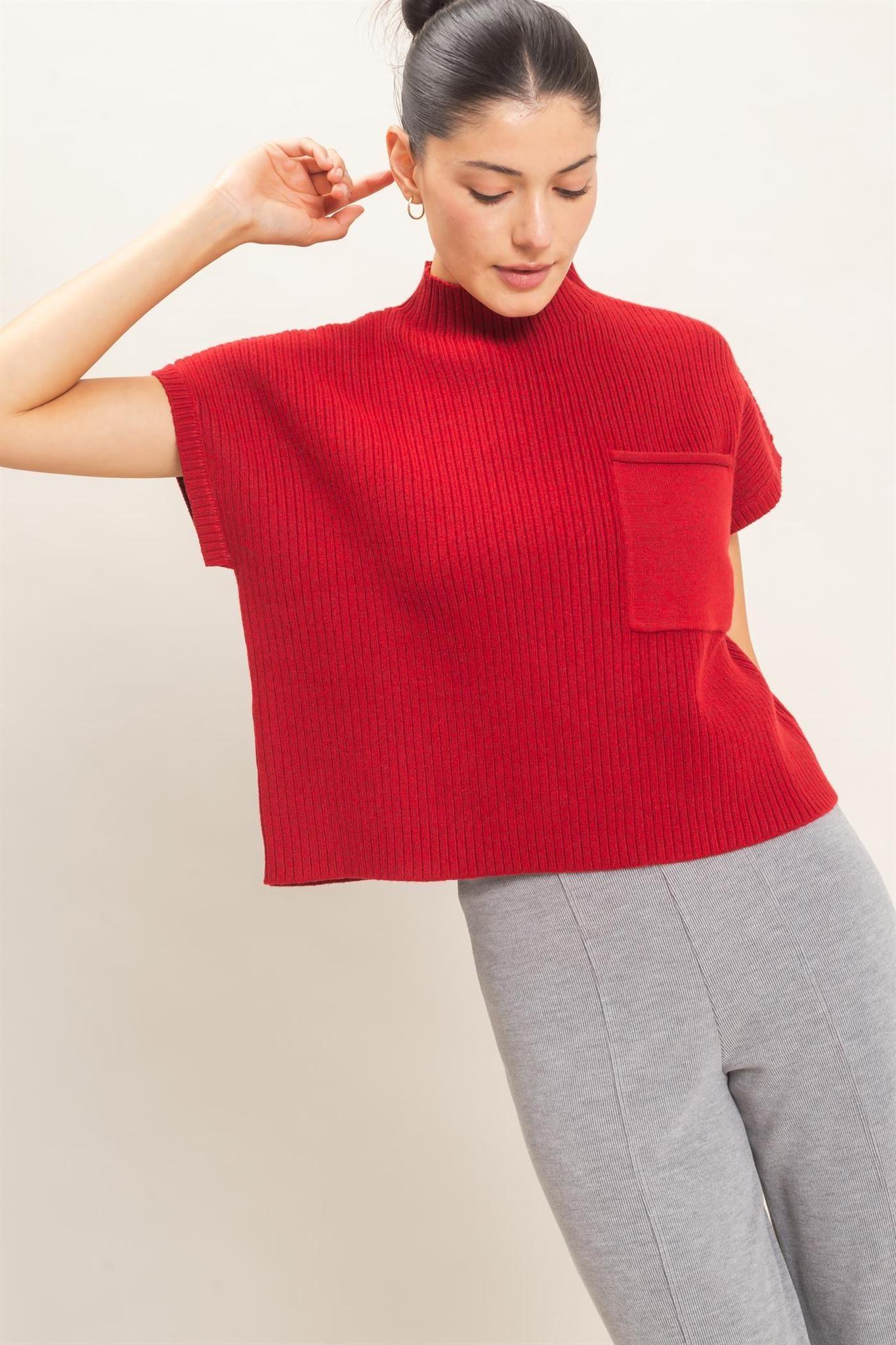 Berry Ribbed Dolman Sweater