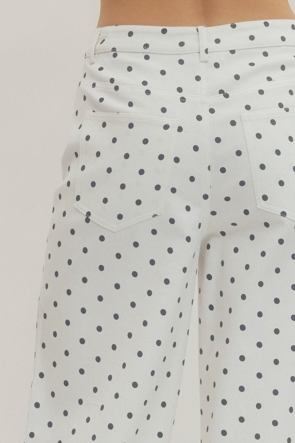 Polka-Dot Denim Pants