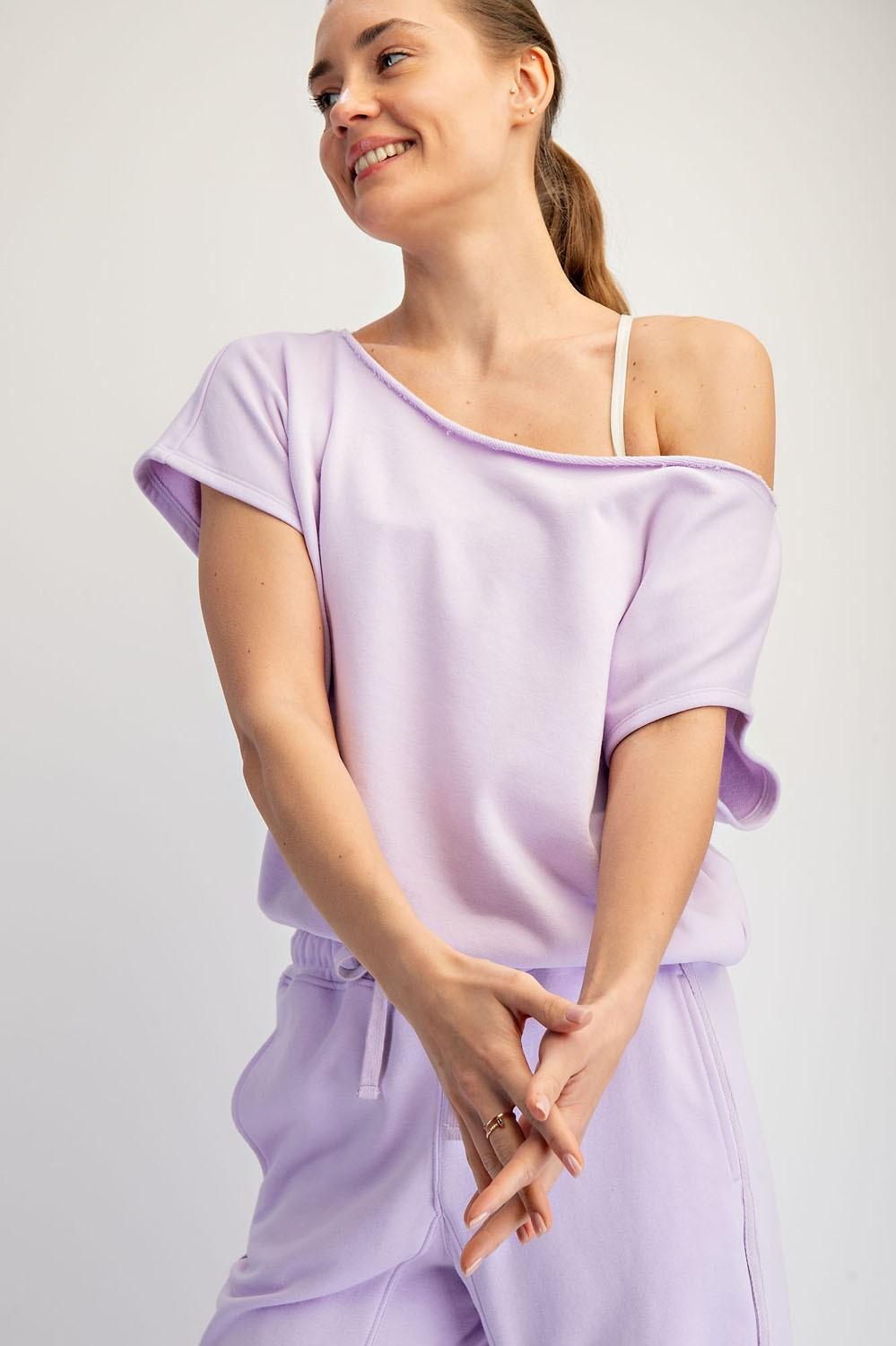 French Terry Off Shoulder Top