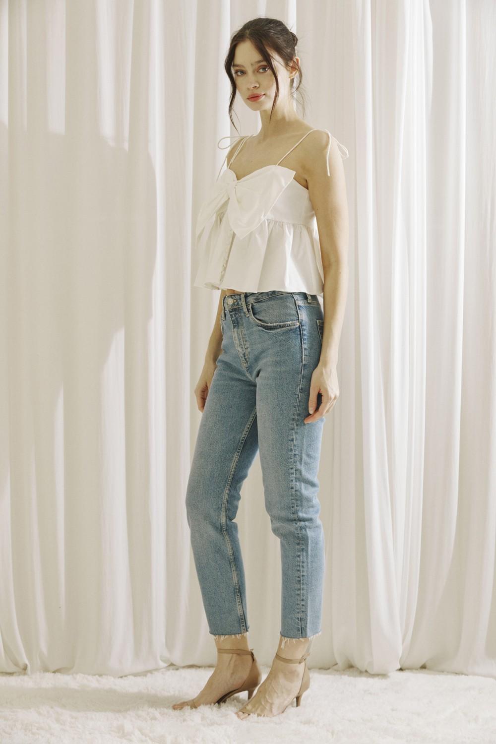 Monochromatic Bow Baby Doll Top