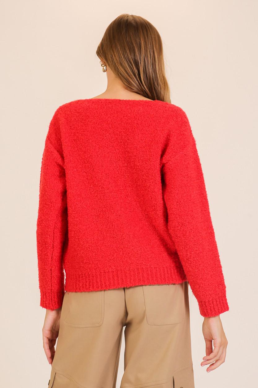 Red Everyday Soft V-neck Sweater