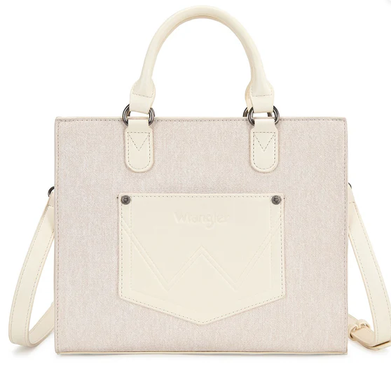 Wrangler Western Chevron Contrast Stitch Satchel Bag - Tan