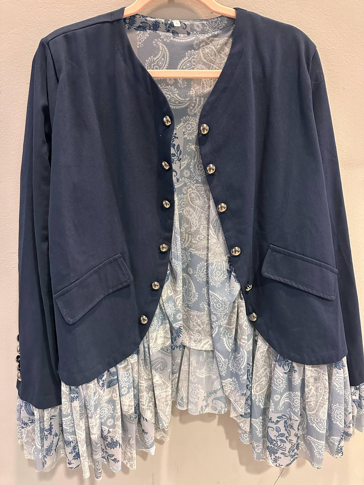 Navy Blazer with Silk Accents