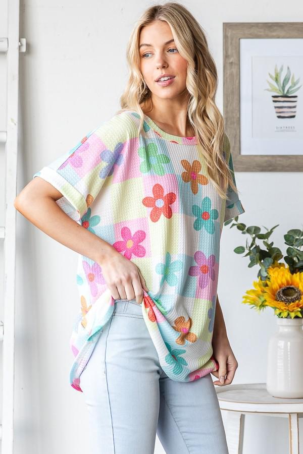 Short Sleeve Floral Print Top