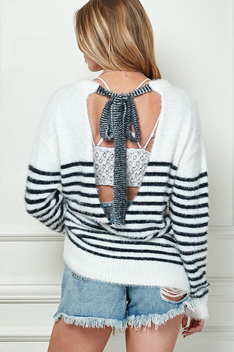 Fuzzy Open Back Sweater