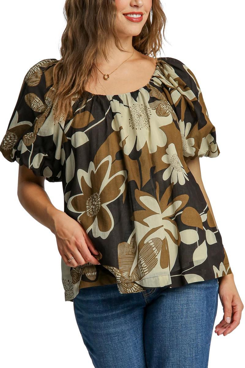 Camel Floral Blouse