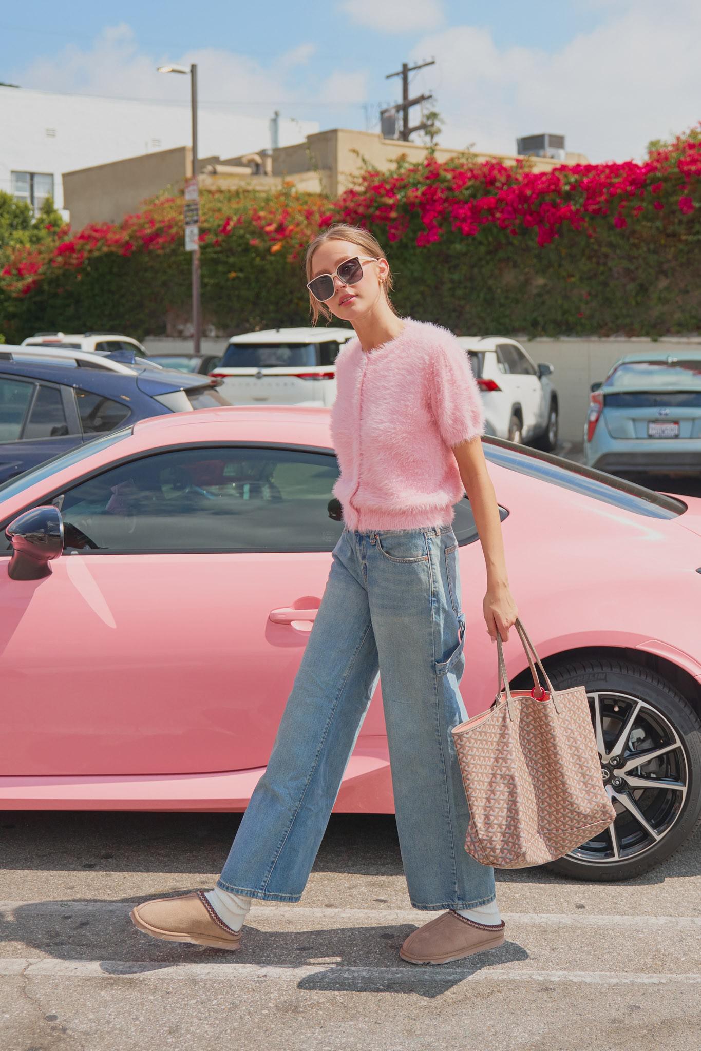 Mohair Knit Short Sleeve Sweater Cardigan