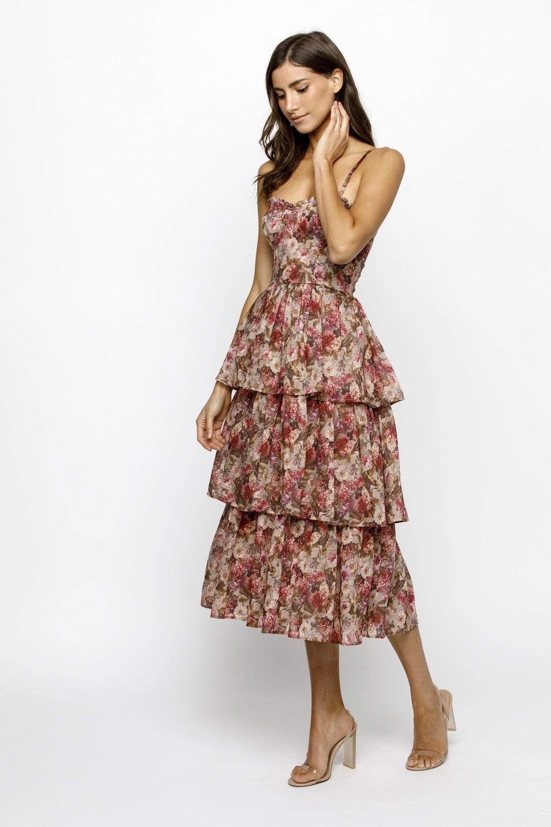 Floral Organza Midi Dress