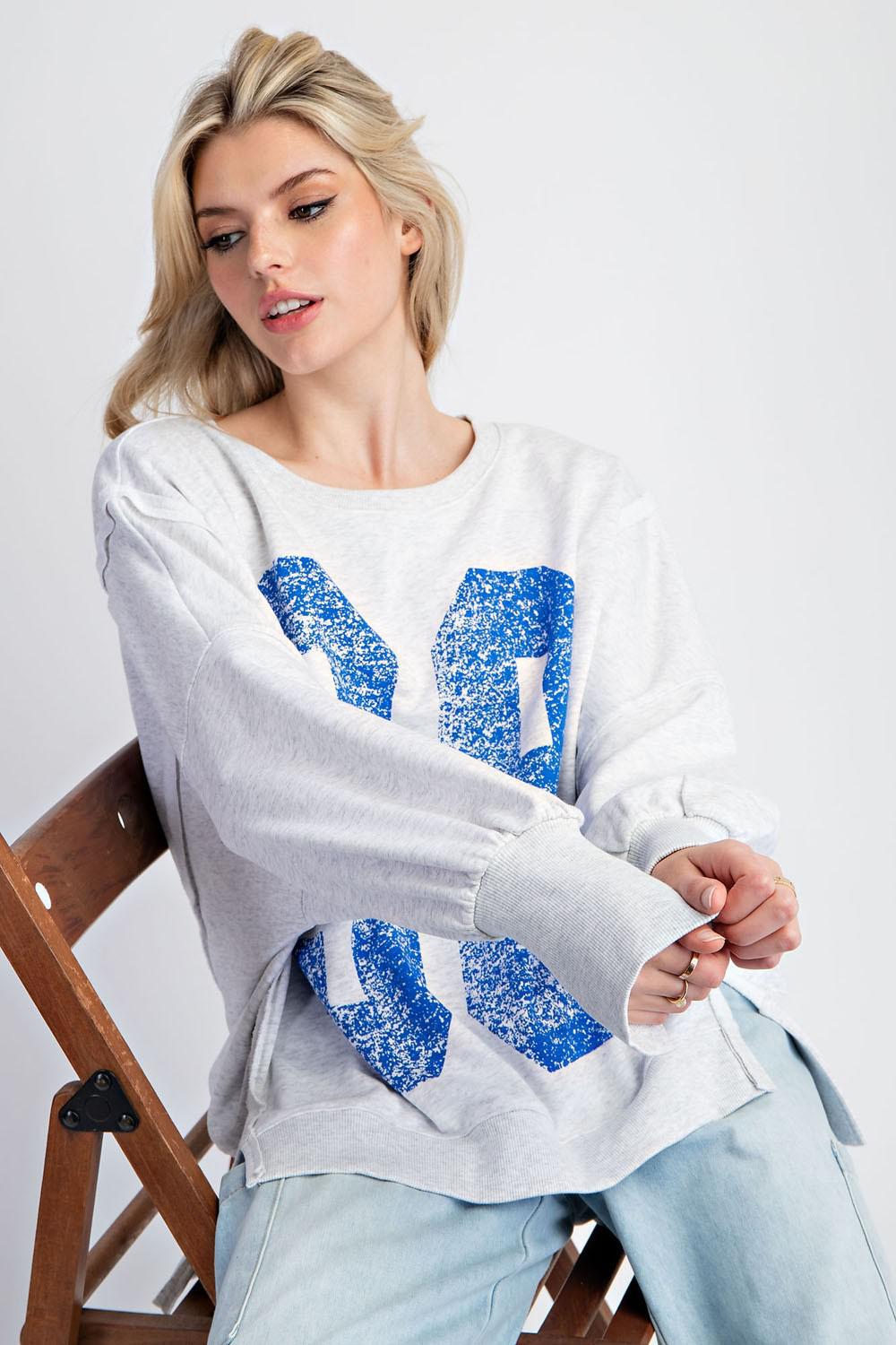 Faded Varsity Print Pullover