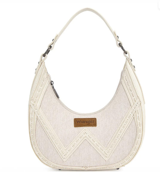 Wrangler Western Contrast Stitch Chevron Hobo Shoulder Bag - Tan