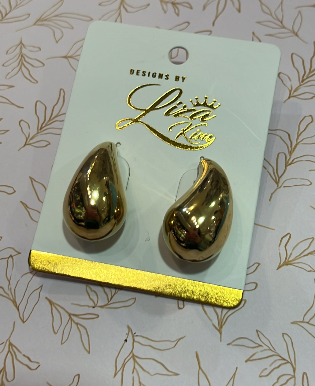 Gold Wide Teardrop Earring