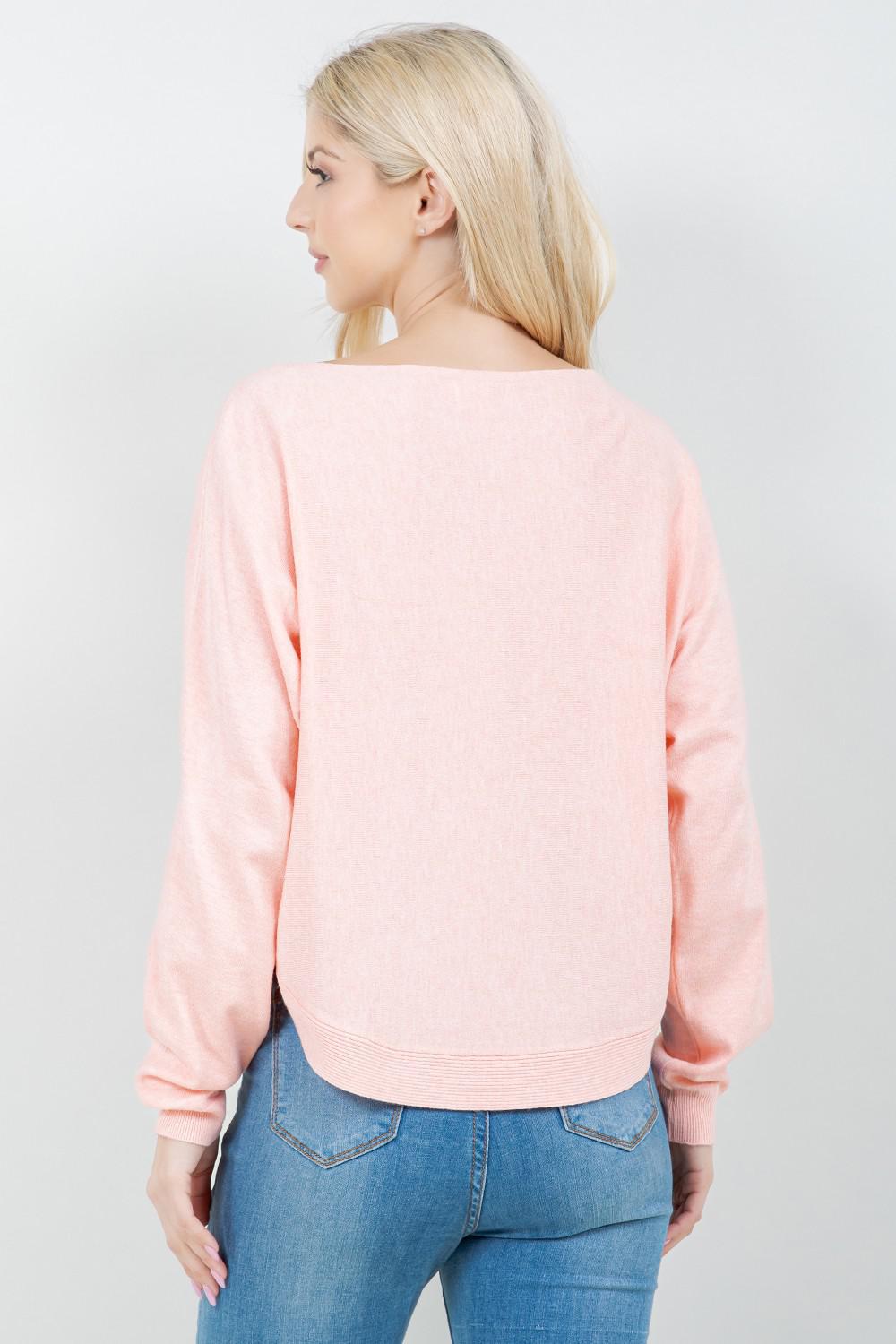 Soft Coral Boatneck Pullover Sweater
