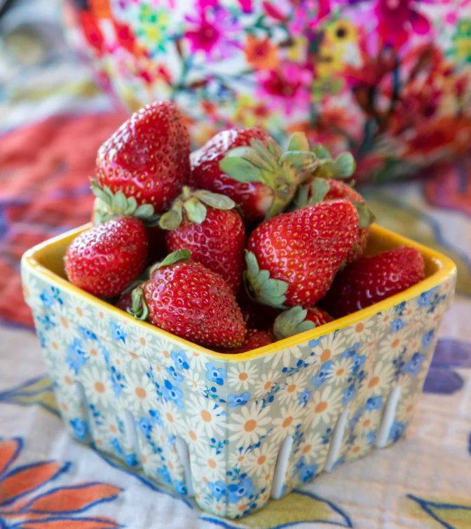 Ceramic Berry Colander - Yellow Floral