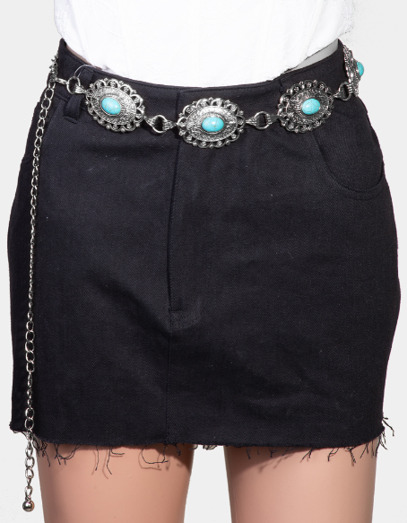 Intricate Metallic Oval Western Concho Belt