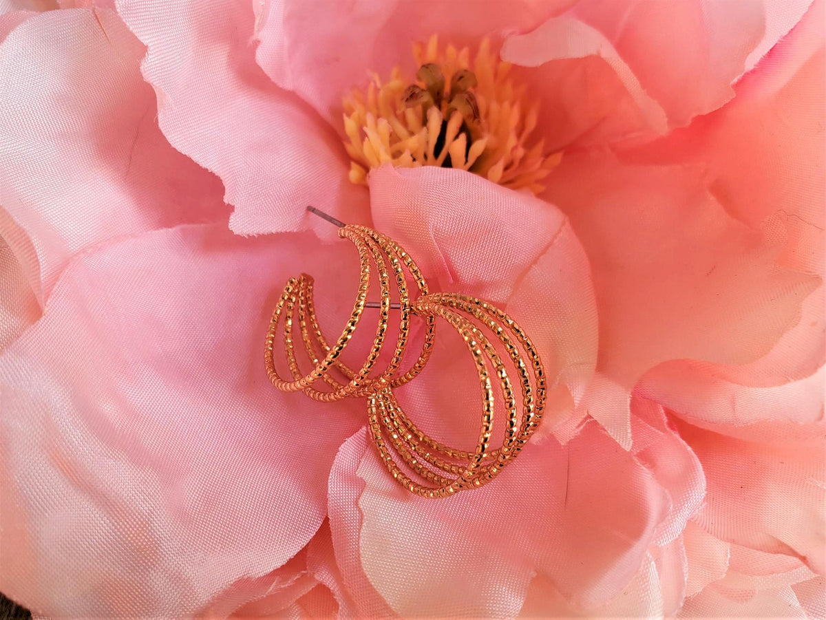 Gold Braid Wire Post Earrings