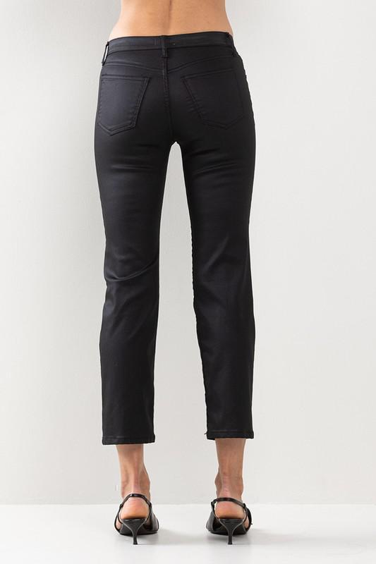 Coated Black Straight Jeans