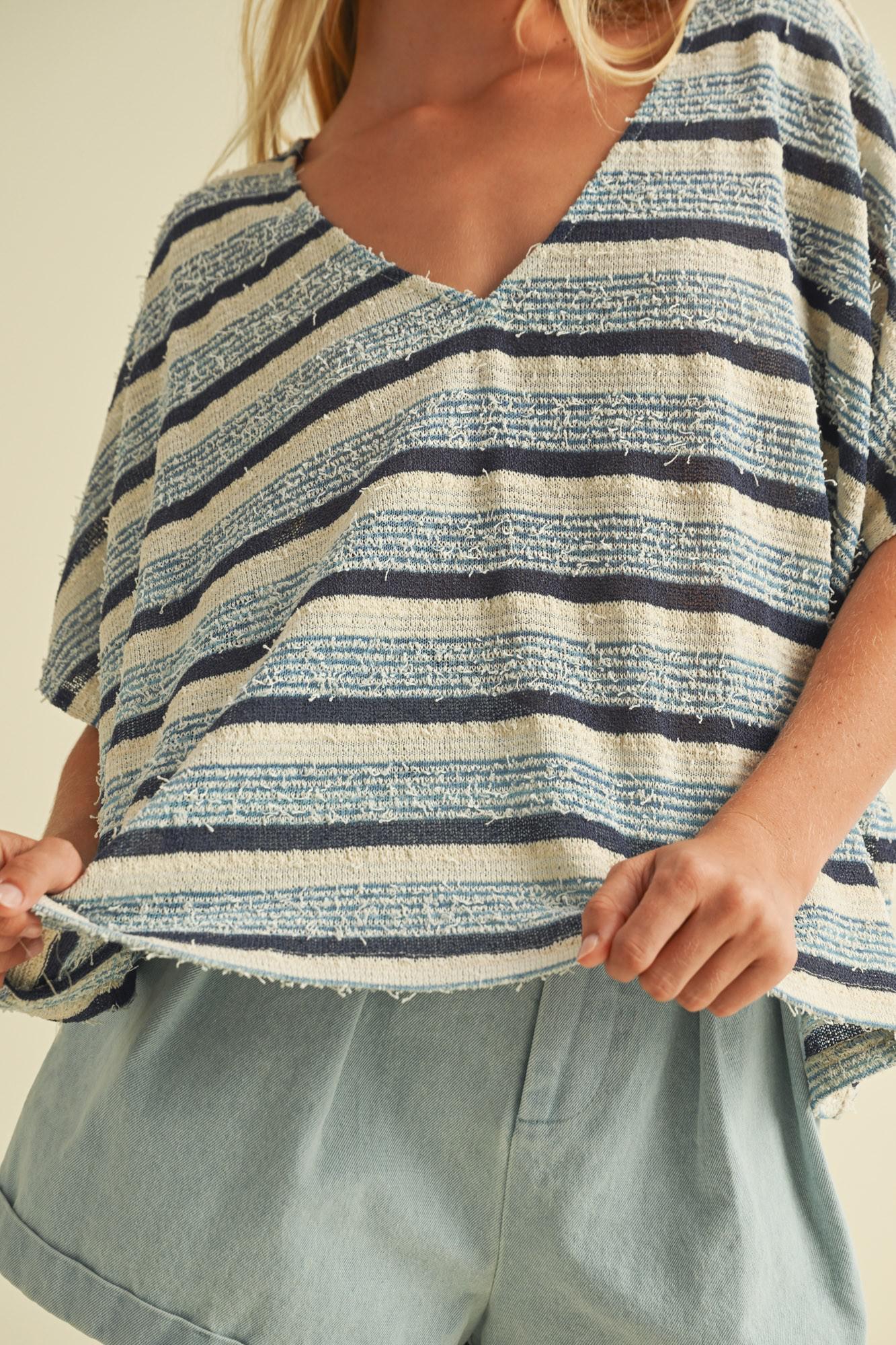 Blue Dolman Striped Top