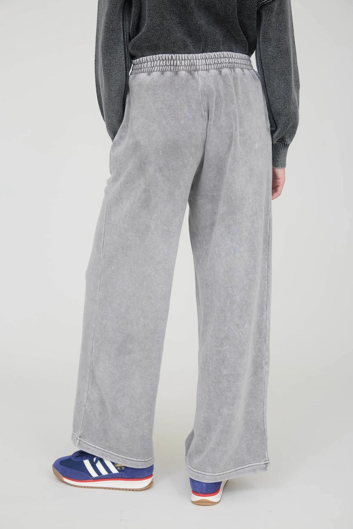 Charcoal Washed Wide Leg Drawstring Lounge Pants
