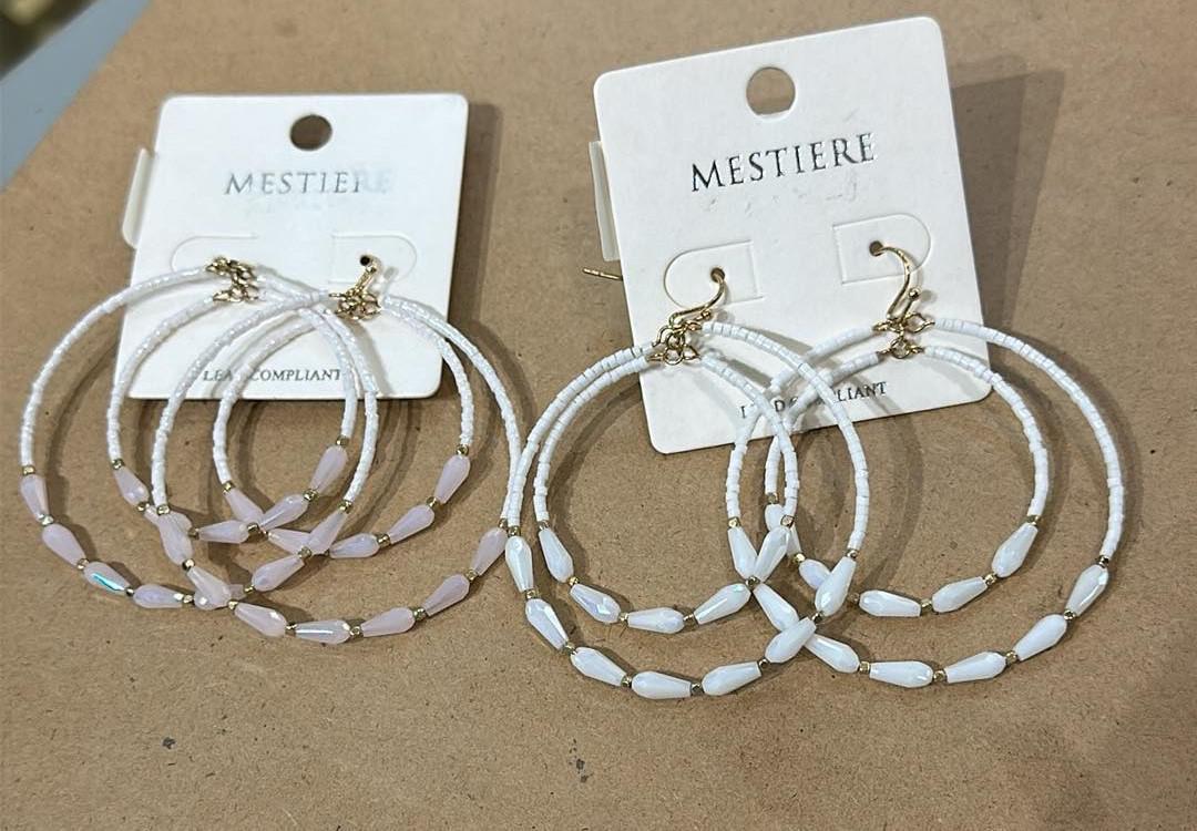 Thin Bead Hoop Earrings