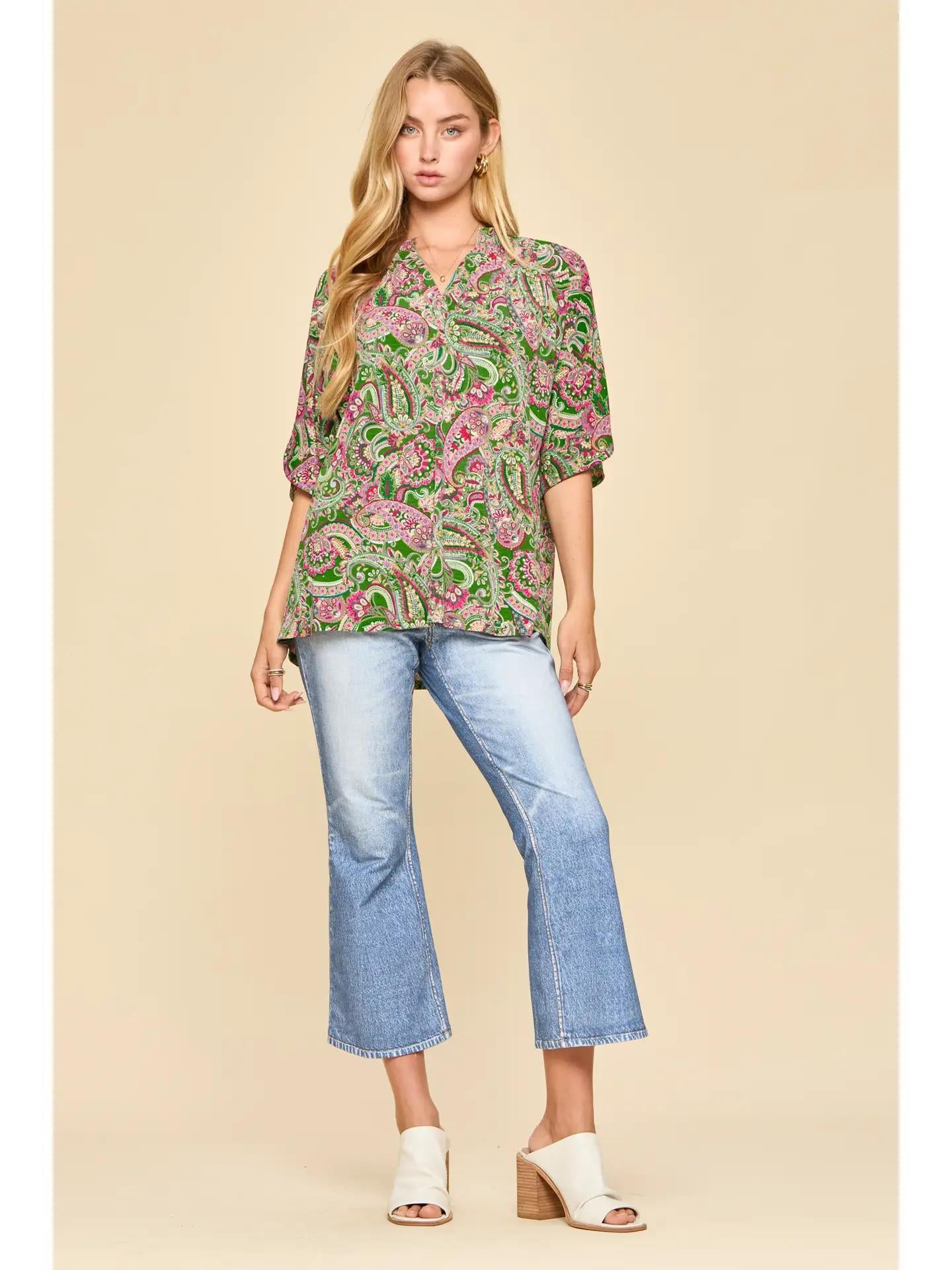 Kelly Green Wrinkle-Free Lizzy Breeze Blouse