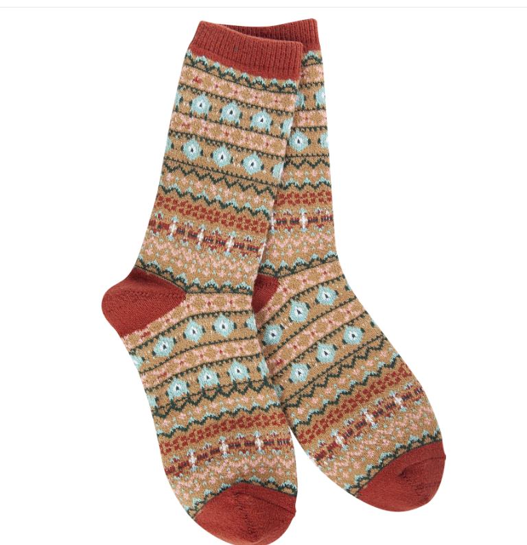 Nordic Brown Mini Crew Socks