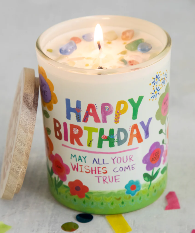 Happy Birthday Gemstone Candle