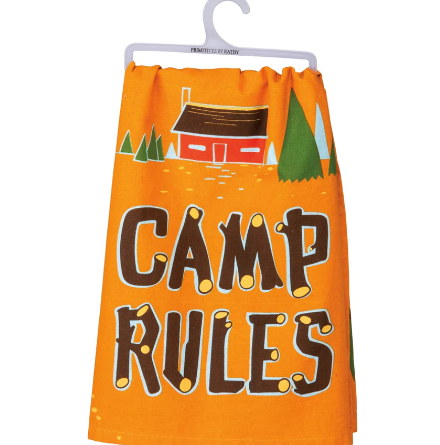 Camp Rules Dish Towel