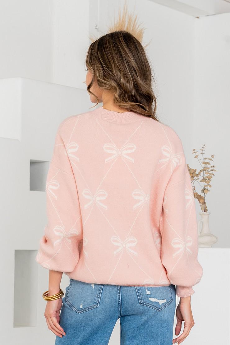 Bow Crew Neck Pullover Sweater