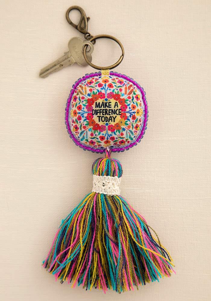 Make A Difference Mantra Keychain