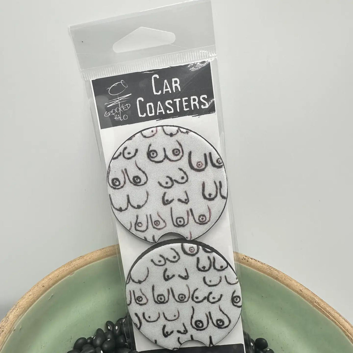 "Boobies" Set of 2 Neoprene Car Coasters