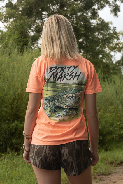 Greenside Gator Tee | Neon Canteloupe