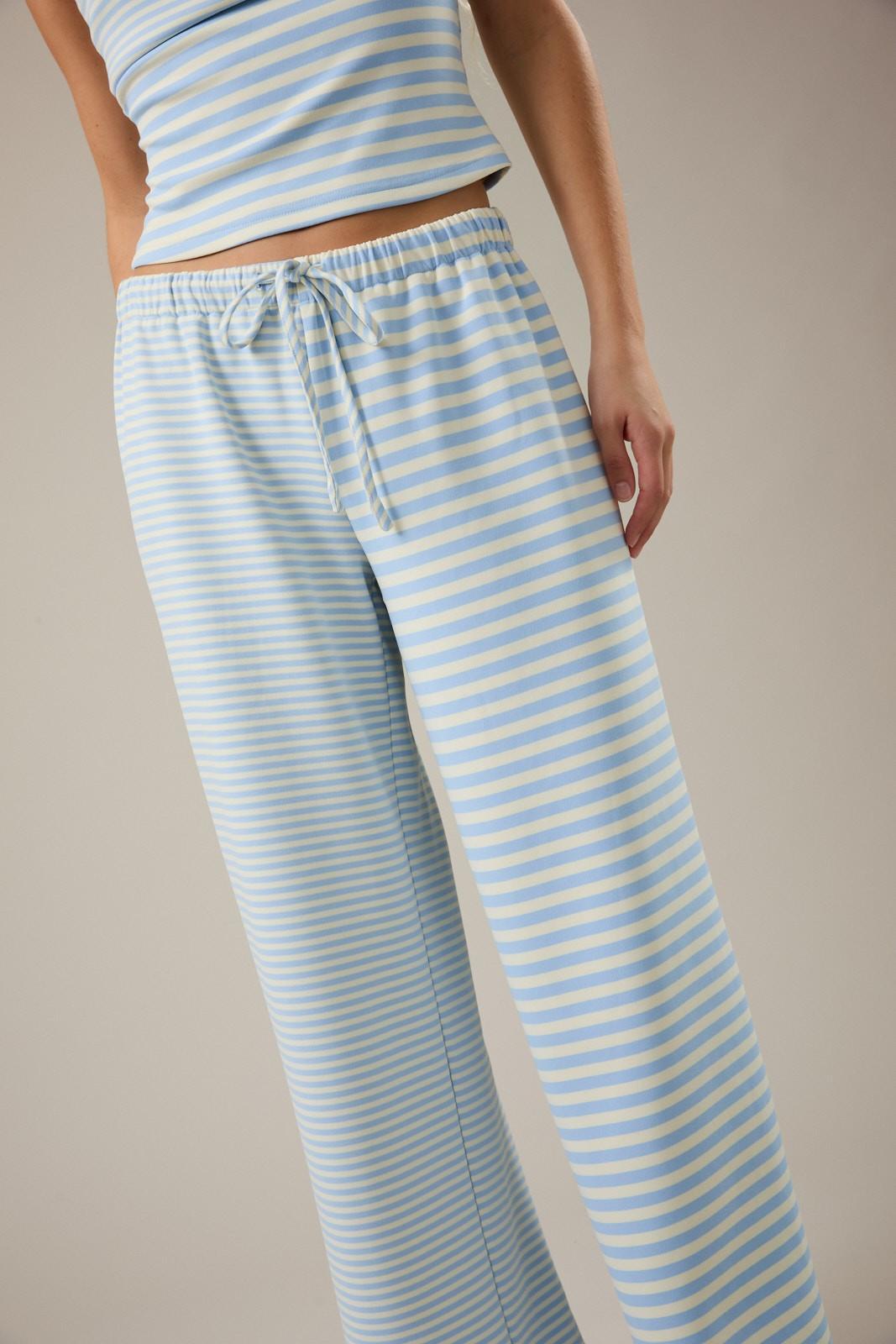 Low-Rise Stripe Detail Front Tie Pants