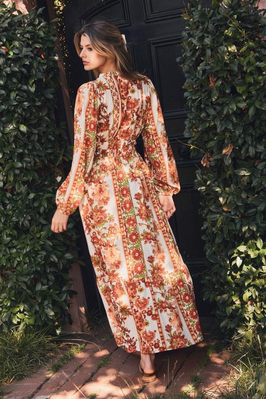 Bohemian Garden Printed Midi Dress - PLUS