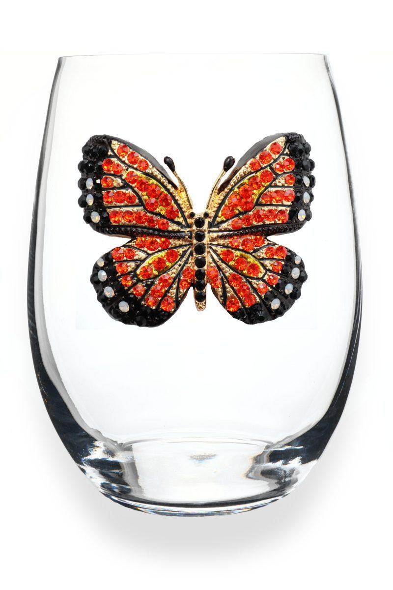 Monarch Butterfly Stemless Wine Glass