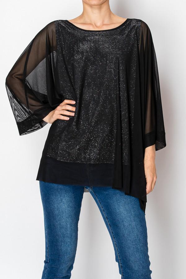 Black Chiffon Tunic Sparkly Top