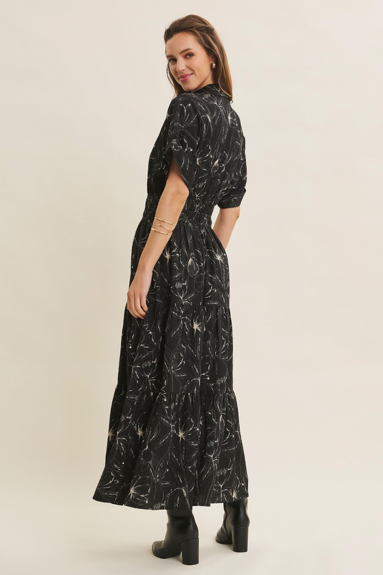 Romantic Floral Maxi Dress with Tiered Ruffles