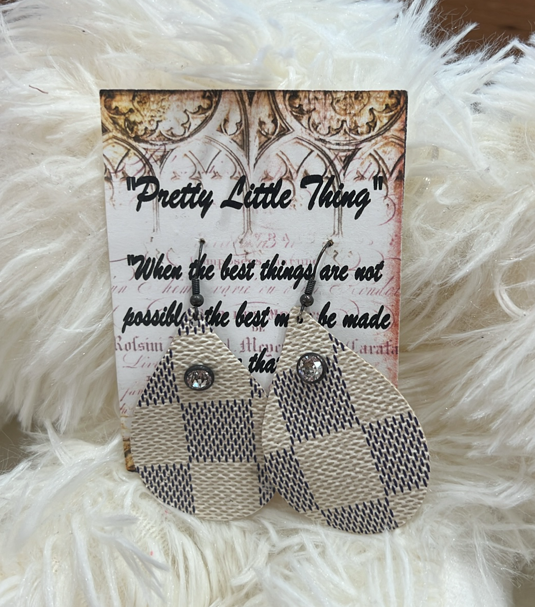 LV Damier Azur Teardrop Earrings