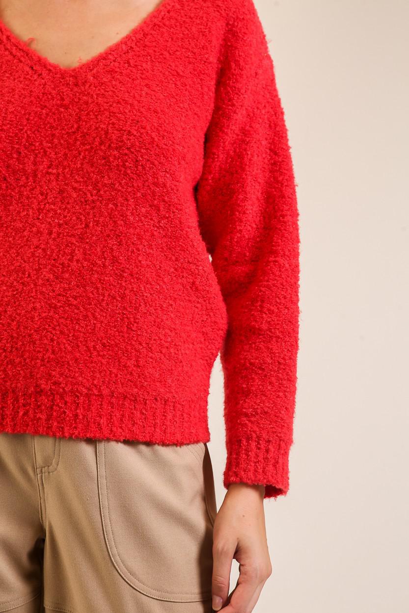 Red Everyday Soft V-neck Sweater