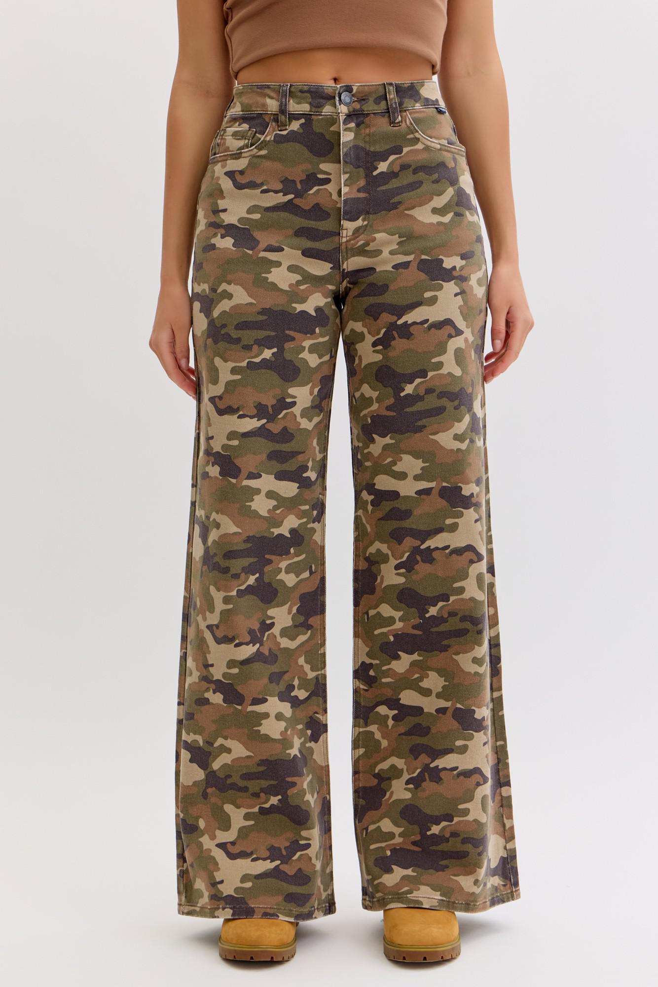 Cello Camo High Rise Wide Leg Jeans