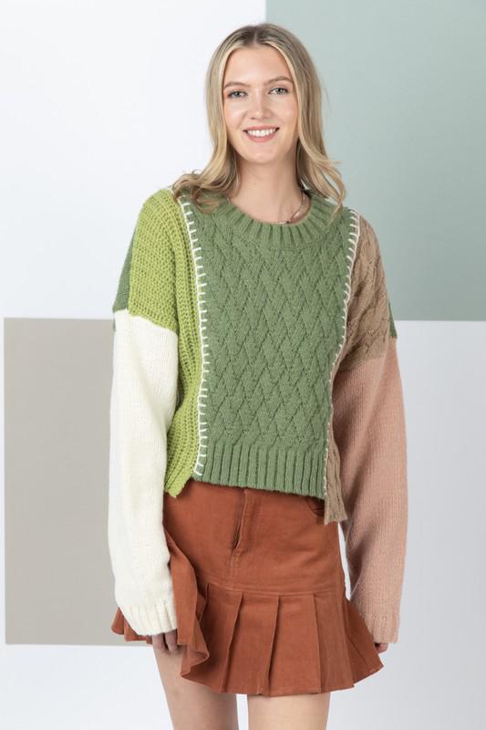 Olive Block Sweater