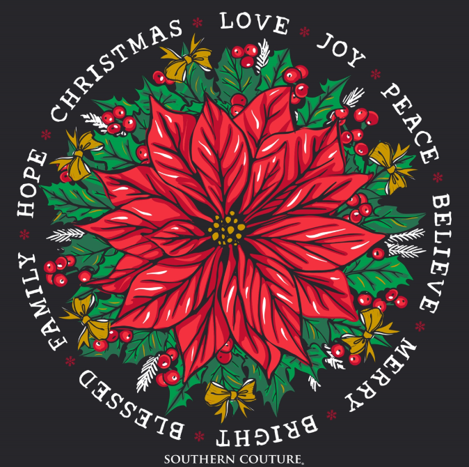 SC Classic Christmas Poinsettia on LS - Black