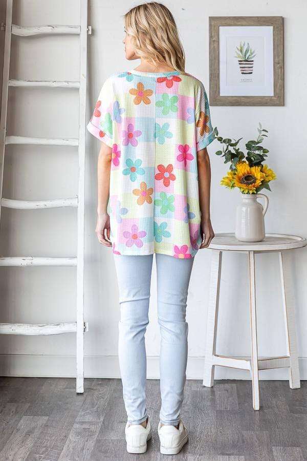 Short Sleeve Floral Print Top