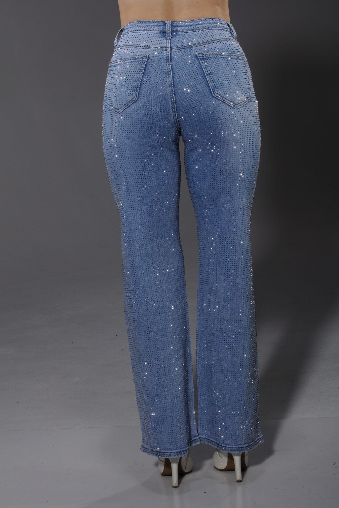 Nina Rossi Full Stone Embellished Bootcut Jeans
