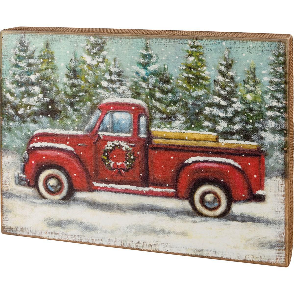 Snowy Red Truck Box Sign