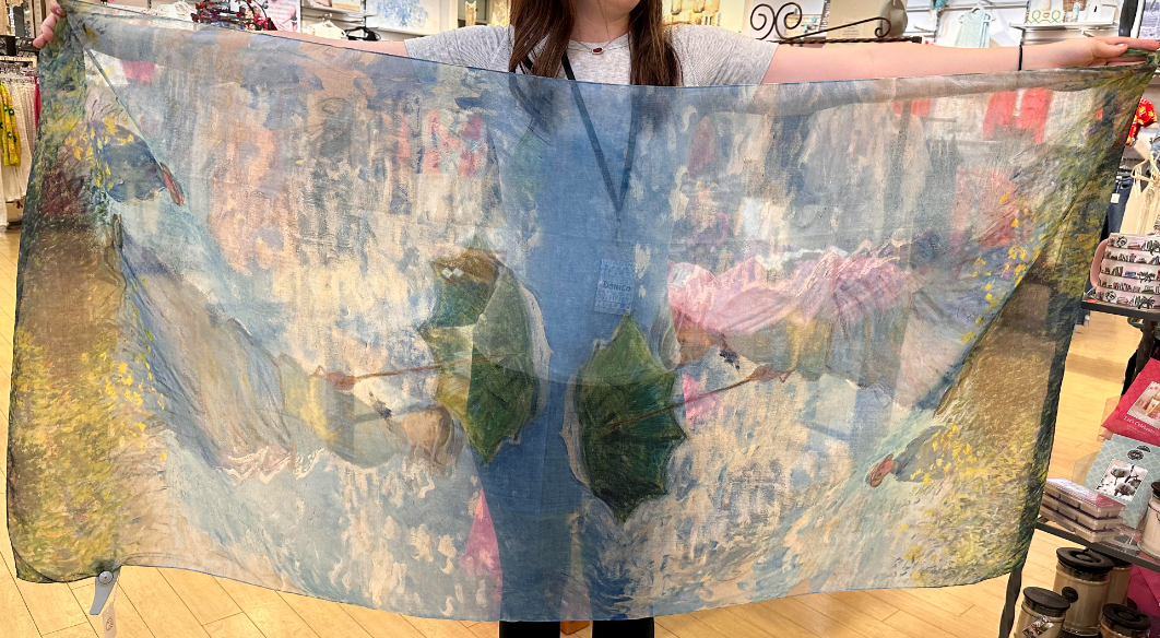 Women With A Parasol Silky Feel Thin Scarf - Light Blue