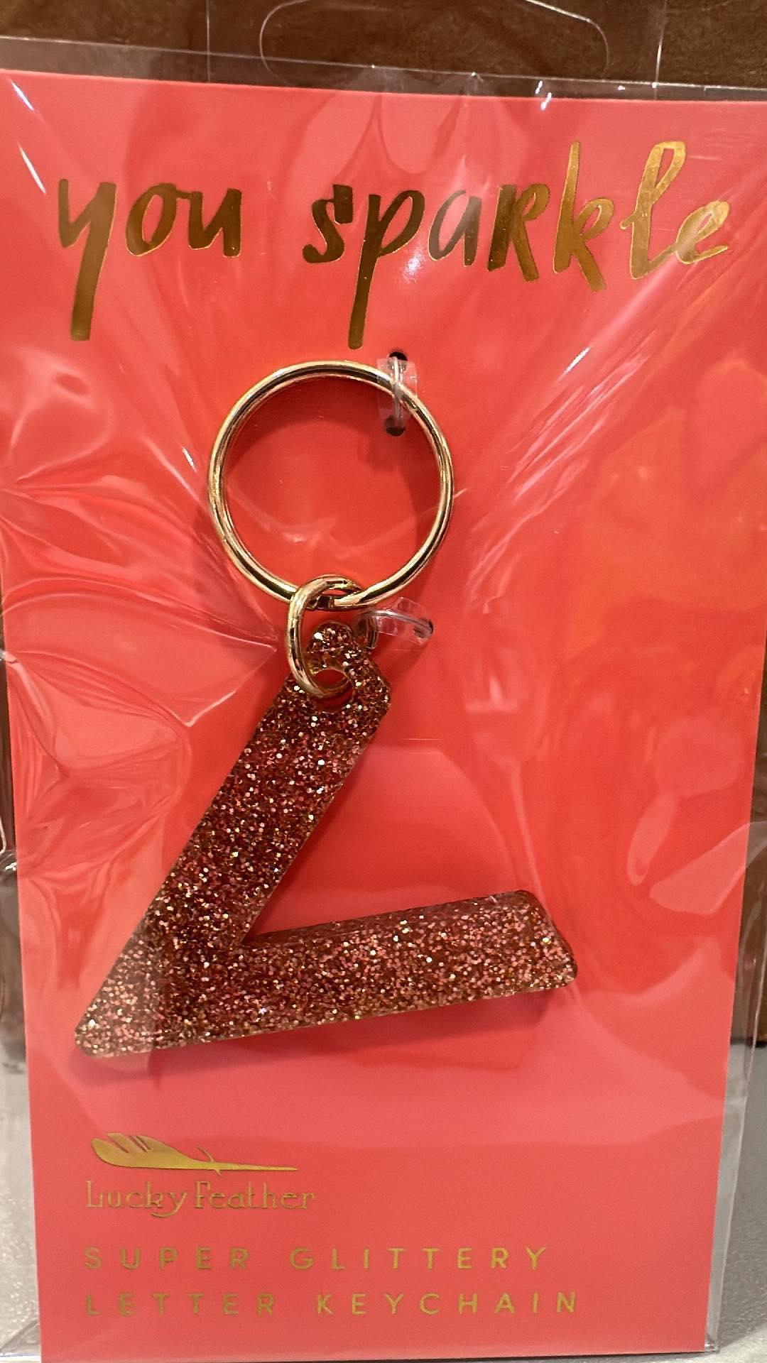 Glitter Initial Key Ring