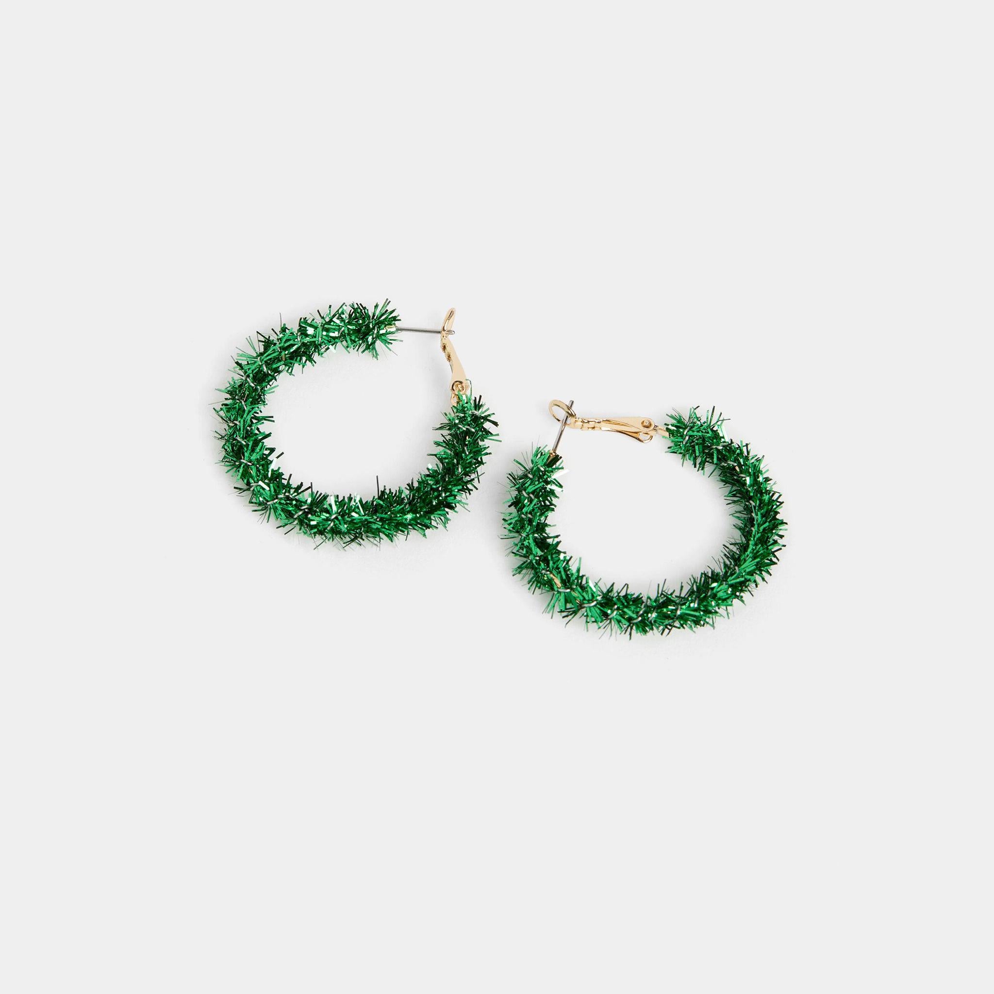 Holiday Tinsel Hoop Earrings